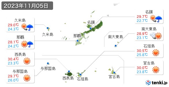 沖縄県(2023年11月05日の天気