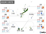 実況天気(2023年11月07日)