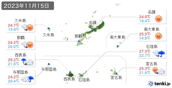 沖縄県(2023年11月15日の天気