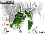 2023年11月16日の静岡県の実況天気