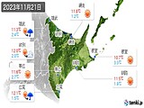 2023年11月21日の道東の実況天気