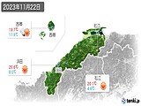 2023年11月22日の島根県の実況天気