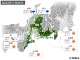 2023年11月24日の東海地方の実況天気