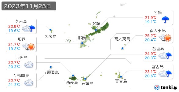沖縄県(2023年11月25日の天気