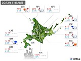 2023年11月28日の北海道地方の実況天気