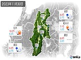 2023年11月30日の長野県の実況天気