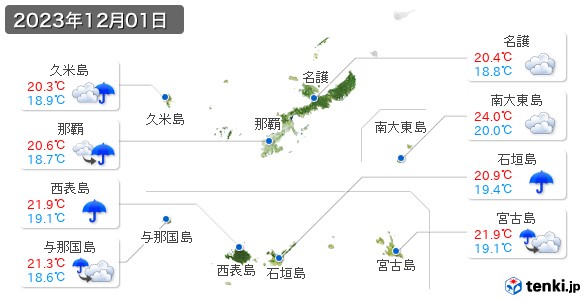 沖縄県(2023年12月01日の天気