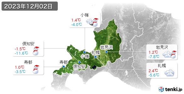 道央(2023年12月02日の天気