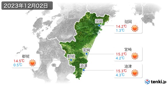宮崎県(2023年12月02日の天気