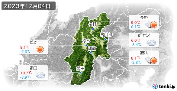 長野県(2023年12月04日の天気