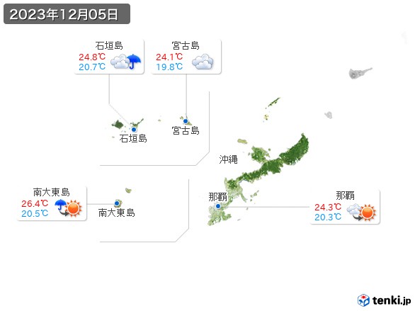 沖縄地方(2023年12月05日の天気