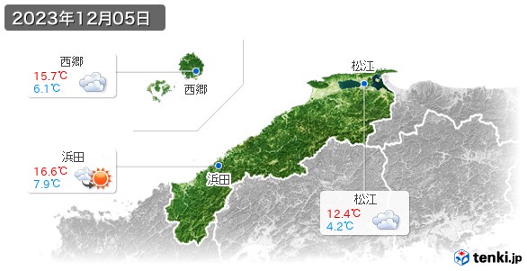 島根県(2023年12月05日の天気