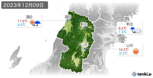 山形県(2023年12月09日の天気