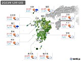 2023年12月10日の九州地方の実況天気