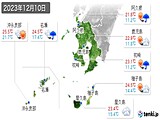 2023年12月10日の鹿児島県の実況天気