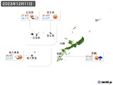 2023年12月11日の沖縄地方の実況天気