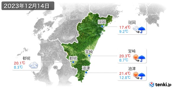 宮崎県(2023年12月14日の天気