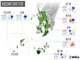 2023年12月17日の鹿児島県の実況天気