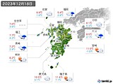 2023年12月18日の九州地方の実況天気