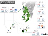2023年12月18日の鹿児島県の実況天気