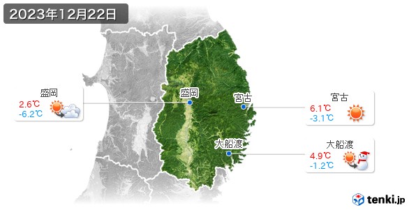 岩手県(2023年12月22日の天気