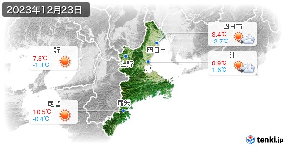 三重県(2023年12月23日の天気