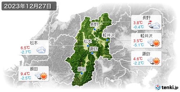 長野県(2023年12月27日の天気