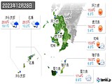 2023年12月28日の鹿児島県の実況天気