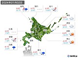 2024年01月02日の北海道地方の実況天気