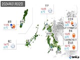 2024年01月02日の長崎県の実況天気