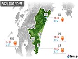 2024年01月02日の宮崎県の実況天気