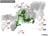 2024年01月04日の東海地方の実況天気