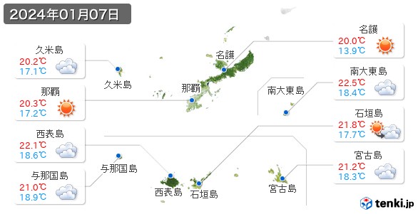 沖縄県(2024年01月07日の天気