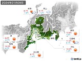 2024年01月09日の東海地方の実況天気