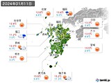 2024年01月11日の九州地方の実況天気