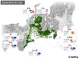2024年01月13日の東海地方の実況天気