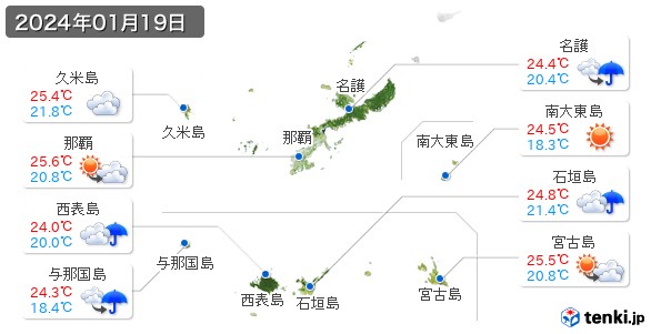 沖縄県(2024年01月19日の天気