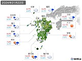 2024年01月22日の九州地方の実況天気