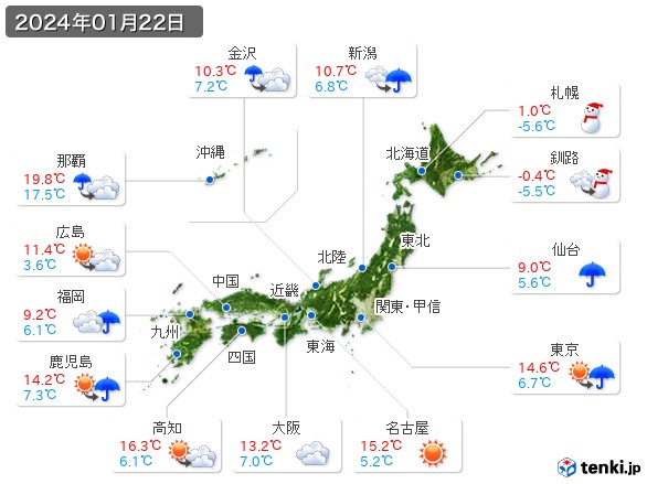 (2024年01月22日の天気