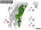 2024年01月28日の宮崎県の実況天気