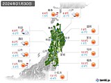 2024年01月30日の東北地方の実況天気