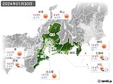 2024年01月30日の東海地方の実況天気