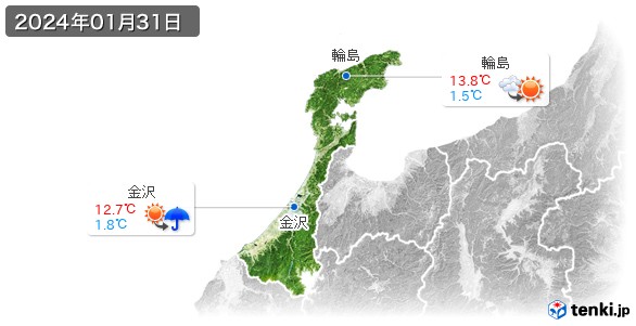 石川県(2024年01月31日の天気