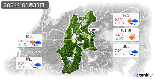 長野県(2024年01月31日の天気