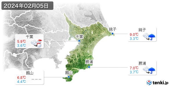 千葉県(2024年02月05日の天気