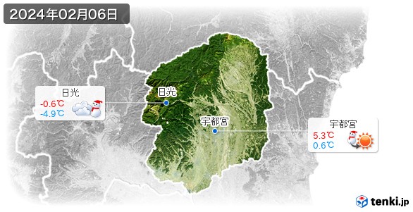 栃木県(2024年02月06日の天気