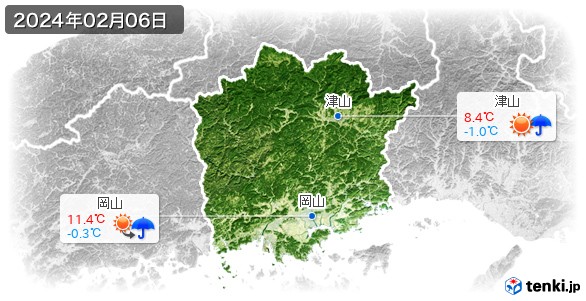 岡山県(2024年02月06日の天気