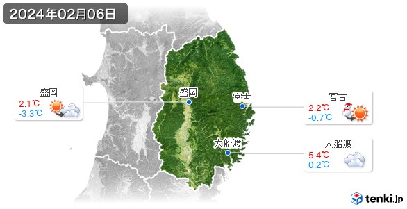 岩手県(2024年02月06日の天気