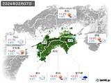 2024年02月07日の四国地方の実況天気