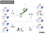 2024年02月07日の沖縄県の実況天気